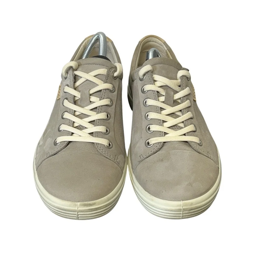 ECCO Soft 7 Nubuck Leather Lace Up Sneakers Gray Comfort Shoes Women's 40‎ US 9